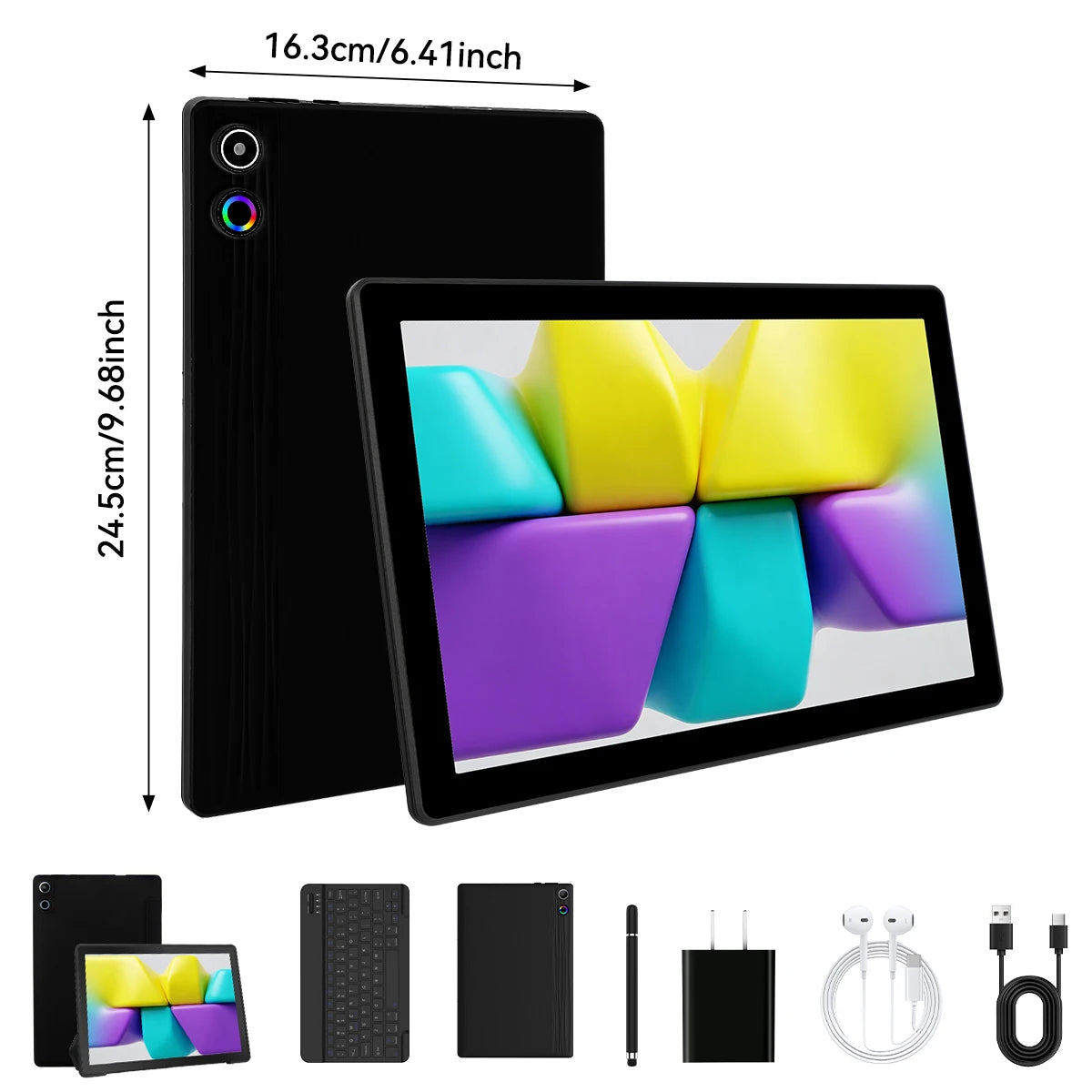 BUFO KB10L 10.1 Inch A333 Octa Core Tablet 24GB(3+21G) RAM 64GB ROM Android 16 1280*800 LCD Screen 6000mAh Battery 5MP Front 8MP AF Rear Camera Support TF Card Up to 1TB Type-C 2.0 Tablet PC for Study Office Entertainment