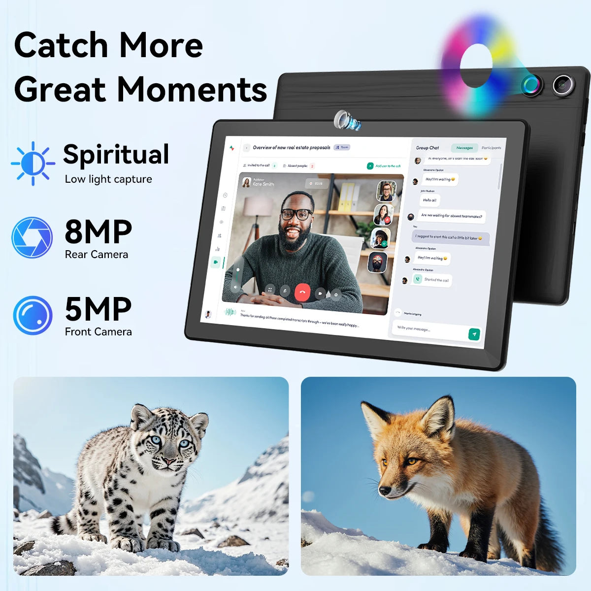 BUFO KB10L 10.1 Inch A333 Octa Core Tablet 24GB(3+21G) RAM 64GB ROM Android 16 1280*800 LCD Screen 6000mAh Battery 5MP Front 8MP AF Rear Camera Support TF Card Up to 1TB Type-C 2.0 Tablet PC for Study Office Entertainment